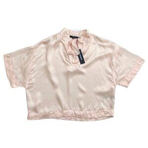 Diesel Women's C-JIM-A Shirt Top Short Sleeve Neck Tie Light Pink $148 NWT